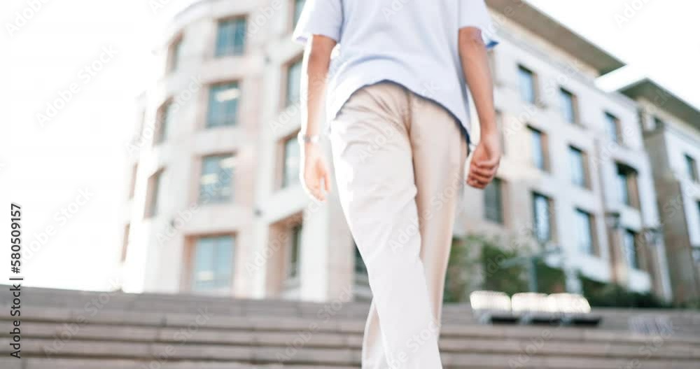 Stairs, walking and shoes of man in city for travel, professional and morning commute. Executive, corporate and formal with male and steps in outdoors for confident, positive and urban town Stairs, walking and shoes of man in city for travel, professional and morning commute. Executive, corporate and formal with male and steps in outdoors for confident, positive and urban town