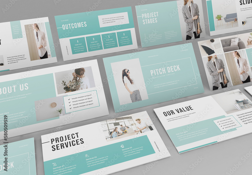 Pitch Deck Presentation Layout with Pest Color Accent Stock Template ...