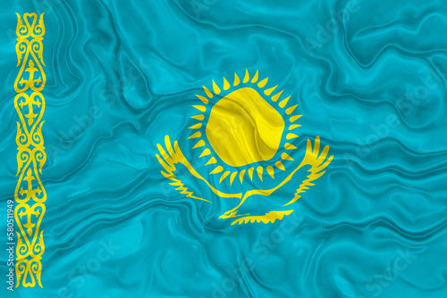 National flag of Kazakhstan. Background with flag of Kazakhstan