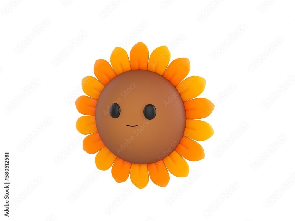 Sunflower smile in 3d rendering