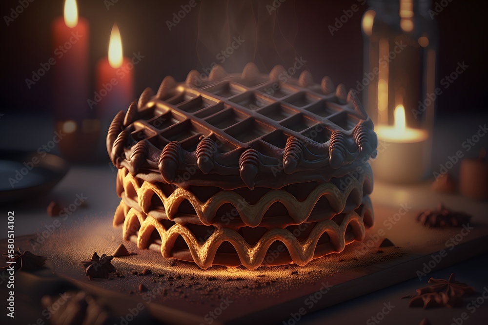 Chocolate waffle created using Generative AI Technology