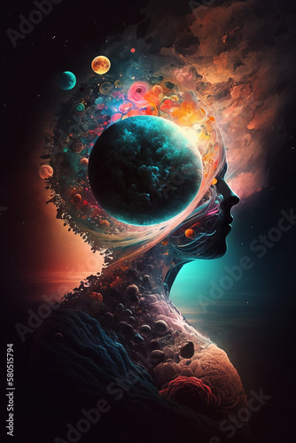 abstract illustration of space with person profile
