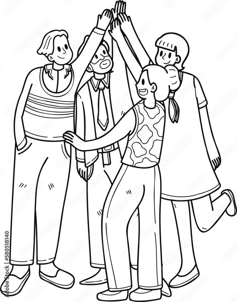 Fototapeta premium Businessman Team Working Brainstorm For Success illustration in doodle style