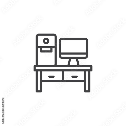 Workstation computer line icon