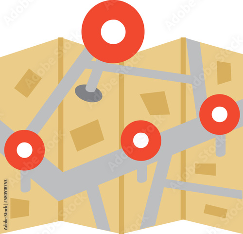 Map geolocation icon design elements for decoration.