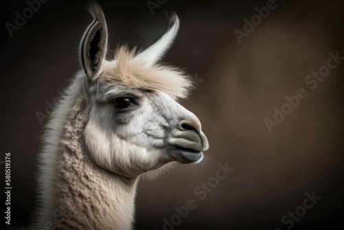 Llama portrait animal profile mammal. Generative AI