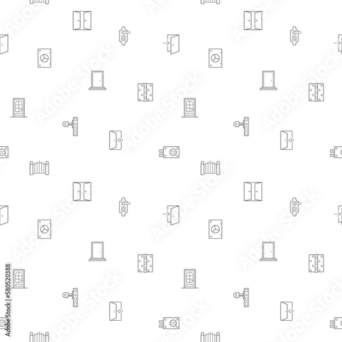 Seamless pattern with door icon on white background. Included the icons as frames, front, entry, exit, doorway, entrance, enter, open, close and design elements And Other Elements.