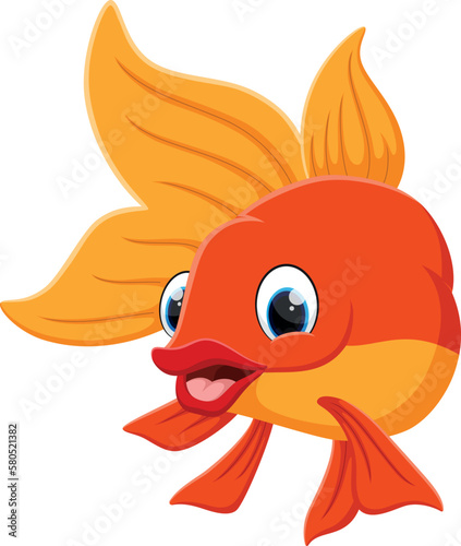 Cartoon gold fish isolated on white background