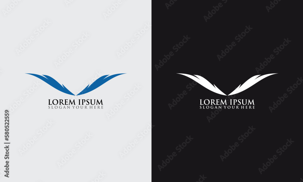blue feather concept creative design wing logo