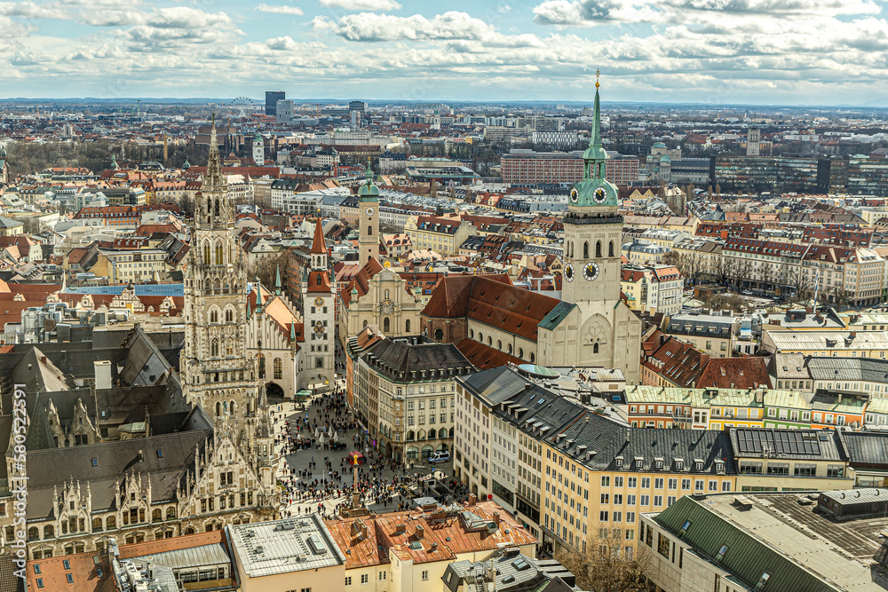 Aeral panorama cityscape view at munich city, bavaria, germany