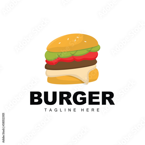 Burger Logo  Bread Vector  Meat And Vegetable  Fast Food Design  Burger Shop And Product Brand Icon Illustration