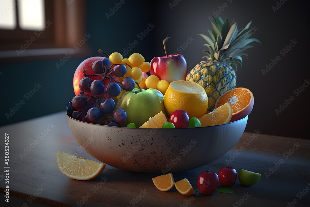 fruit bowl created using Generative AI Technology fruit bowl created using Generative AI Technology