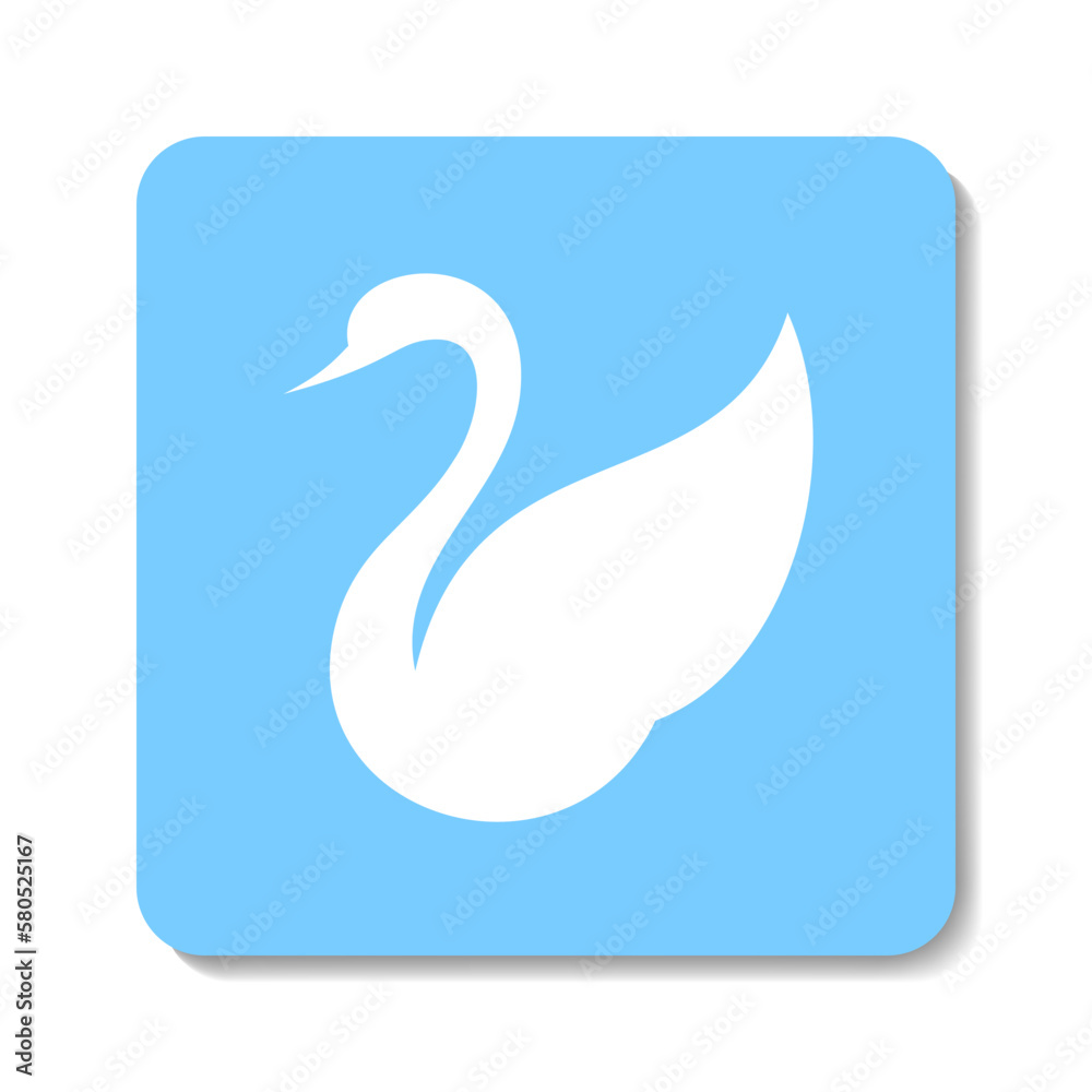 Swan flat icon. Stylized white vector glyph on blue background. Best for seamless patterns, logo creating, mobile apps and web design. Swan flat icon. Stylized white vector glyph on blue background. Best for seamless patterns, logo creating, mobile apps and web design.