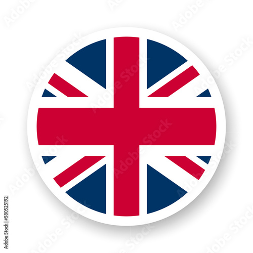 Flag of United Kingdom flat icon. Round vector element with shadow underneath. Best for mobile apps, UI and web design. photo