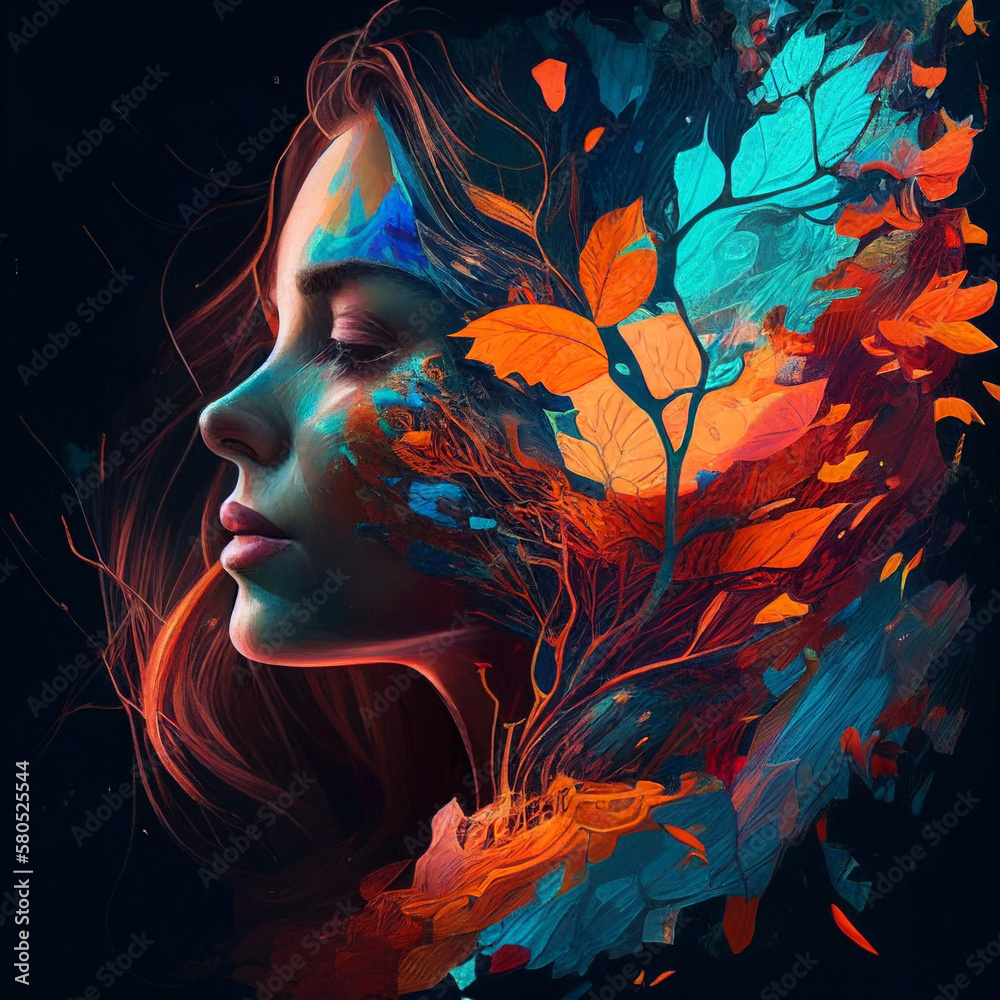Woman artistic paint - AI generated image - Unrelated to real people Woman artistic paint - AI generated image - Unrelated to real people