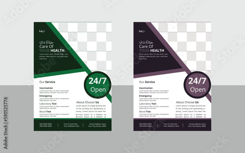 Corporate healthcare and medical cove a4 flyer design template for print, Corporate healthcare and medical flyer or poster design layout, Layout template, brochure background. Vector design. A4 size 