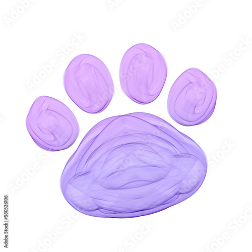 Cute purple paw print stationary sticker oil painting
