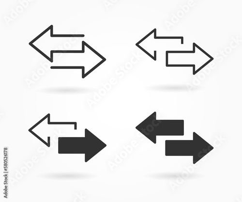 Exchange icon vector illustration. 2 side arrow premium illustration icon set. Left right arrows vector icon set.