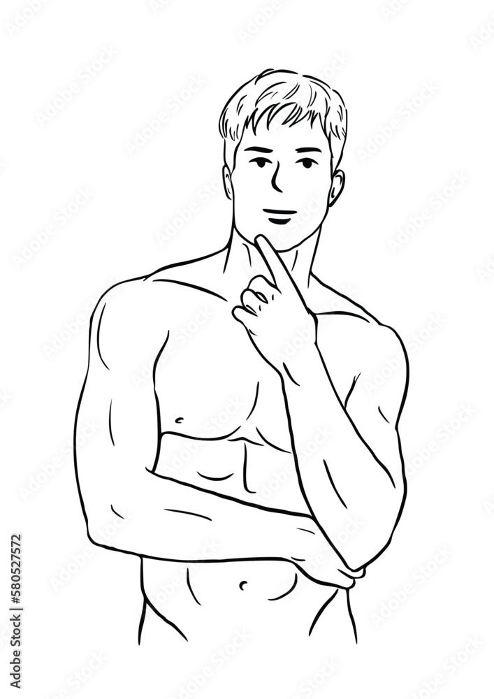 Muscular half-naked man
illustration, isolated on white background