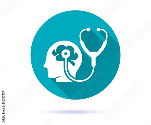 Stroke disease icon with long shadow for graphic and web design.