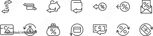 Exclusive cashback thin line icons set