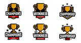 Trophy champion collections with badge or emblem style