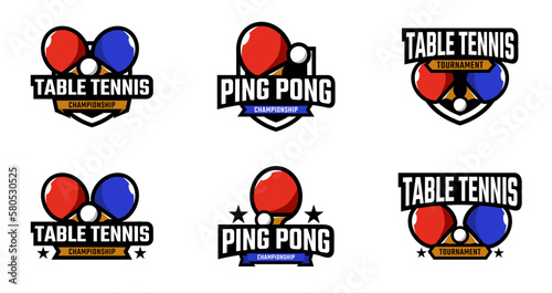 Table tennis sport collections with badge or emblem style