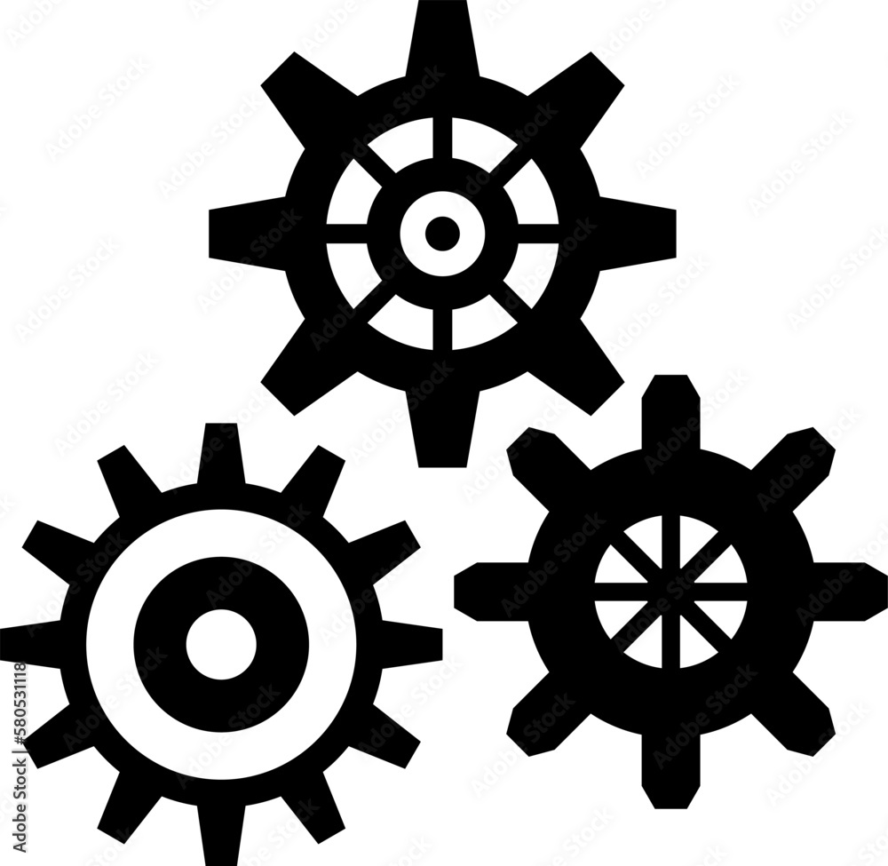 Obraz premium Connected cogs gears vector illustration.