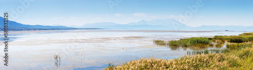 Scenic view of Besehir lake and national park in Turkey. Natural landscape and wildlife reserve