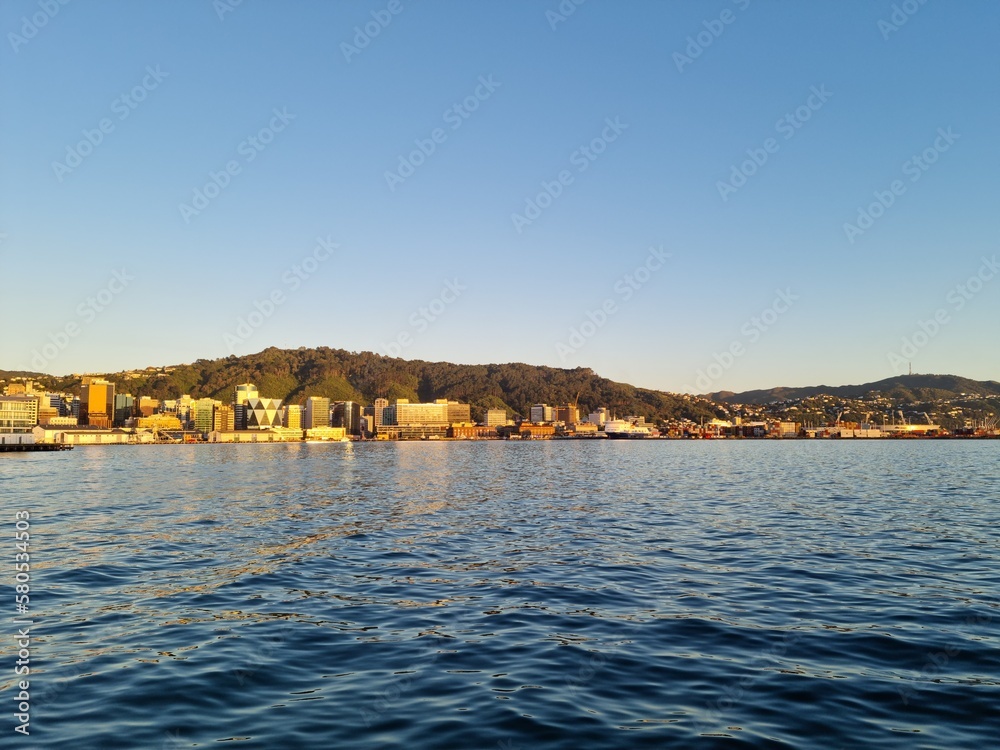 Looking across the harbour in the golden morning sunlight