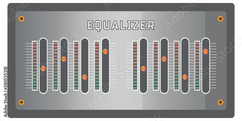 illustration of  audio mixer control panel, equalizer eight channel