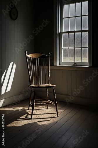 Chaise vide dans une pi  ce sombre  concept de solitude ou de deuil  illustration ia g  n  rative 1