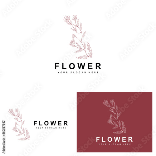 Simple Botanical Leaf and Flower Logo  Vector Natural Line Style  Decoration Design  Banner  Flyer  Wedding Invitation  and Product Branding