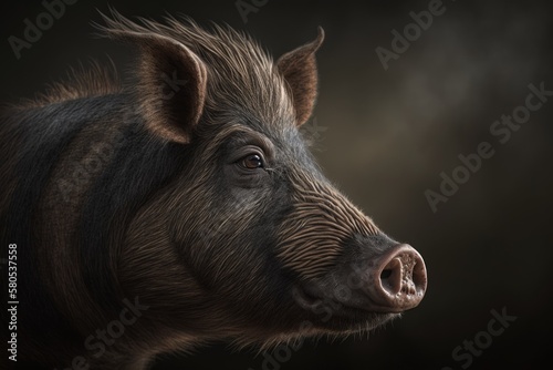 Boar, pig portrait. Generative AI © AkuAku