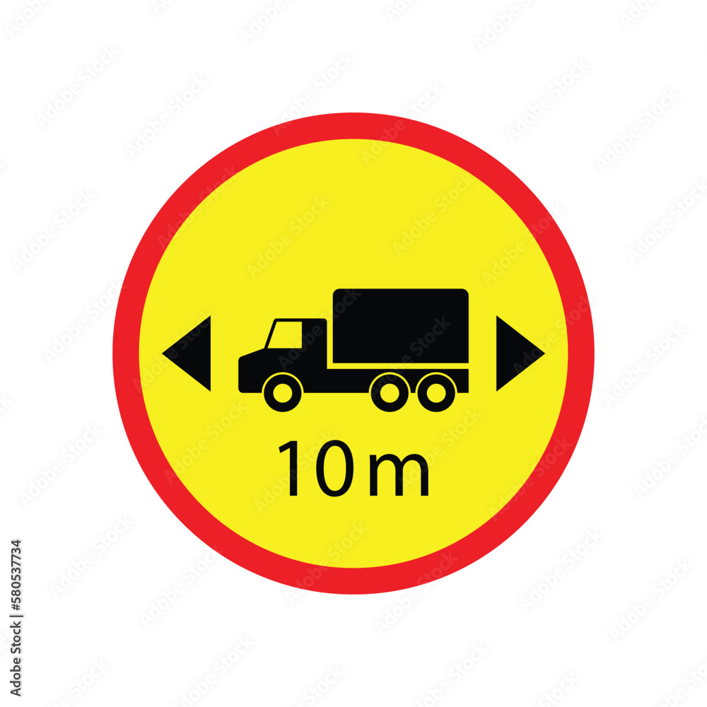 Lenght limit traffic sign. Maximum vehicle length sign flat icon, isolated on white background. vector illustration Lenght limit traffic sign. Maximum vehicle length sign flat icon, isolated on white background. vector illustration