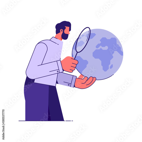 Globalization, global business search concept, world economic vision or international opportunity for business, searching for oversea business
