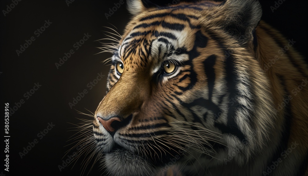 Fototapeta premium Tigre dans la nature, portrait d'animal sauvage, ia générative 4