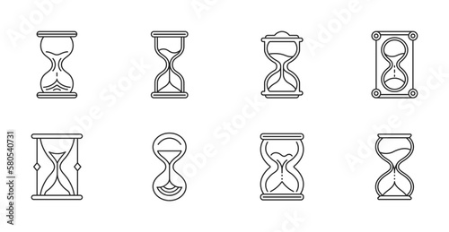 Hourglass line icon, hour glass line art vector logo. Vector isolated outline sandglass. Editable stroke