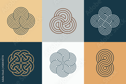 Geometric circle logo, vector line art zen pattern. Geometric linear ornament, editable stroke © biancaoddi