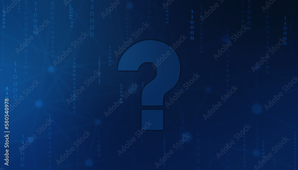 2d illustration question mark,Cyber Technology Background,Concept of ...
