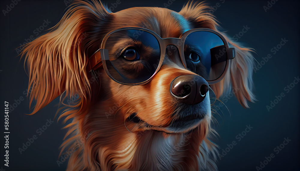 Portrait of a Handsome Dog wearing shades