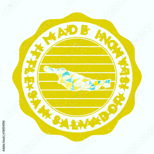 Made in Little San Salvador Island. Island round stamp. Seal of Little San Salvador Island with border shape. Vintage badge with circular text and stars. Vector illustration.