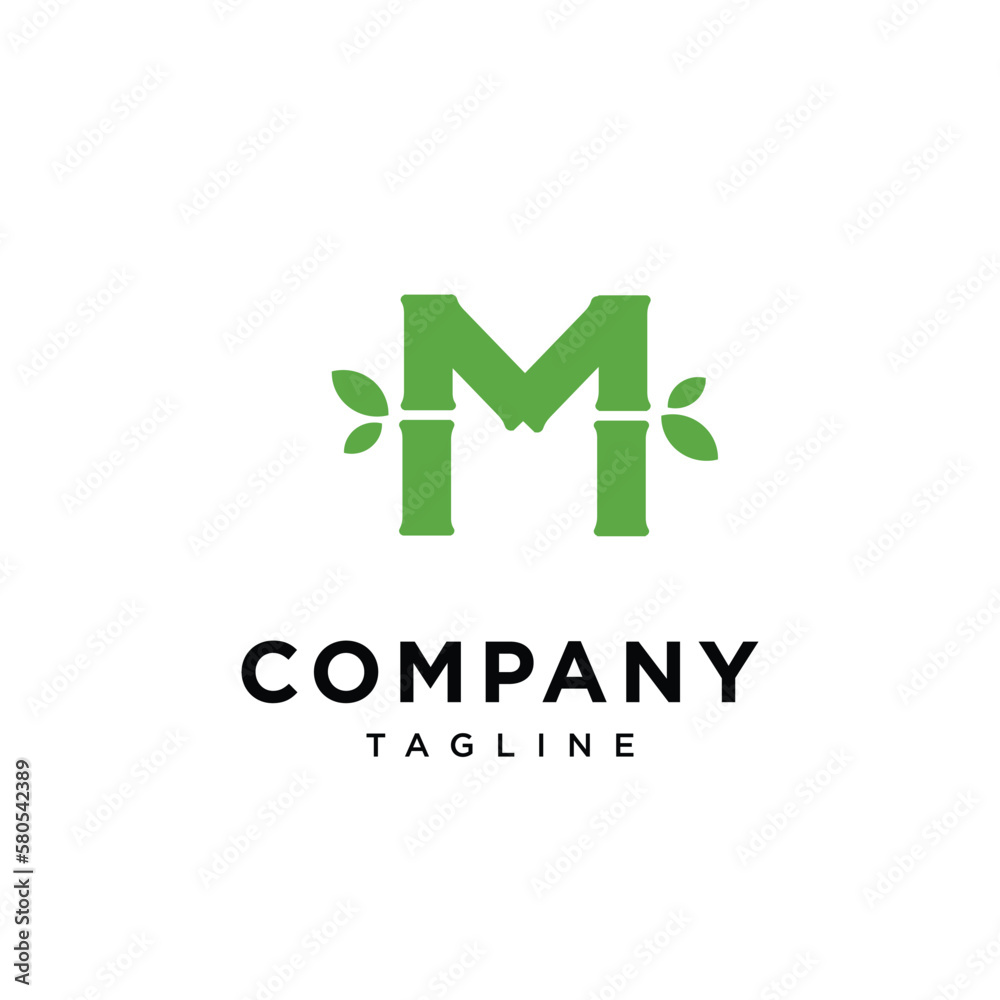 Letter M bamboo vector logo icon template