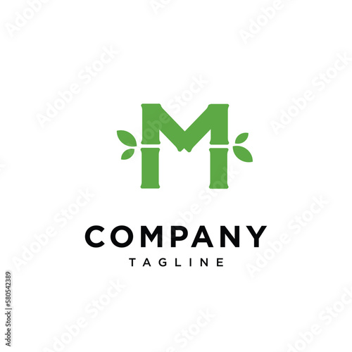 Letter M bamboo vector logo icon template