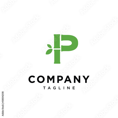 Letter P bamboo vector logo icon template