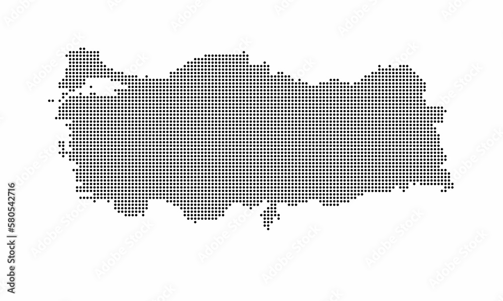Turkey dotted map with grunge texture in dot style. Abstract vector illustration of a country map with halftone effect for infographic. 