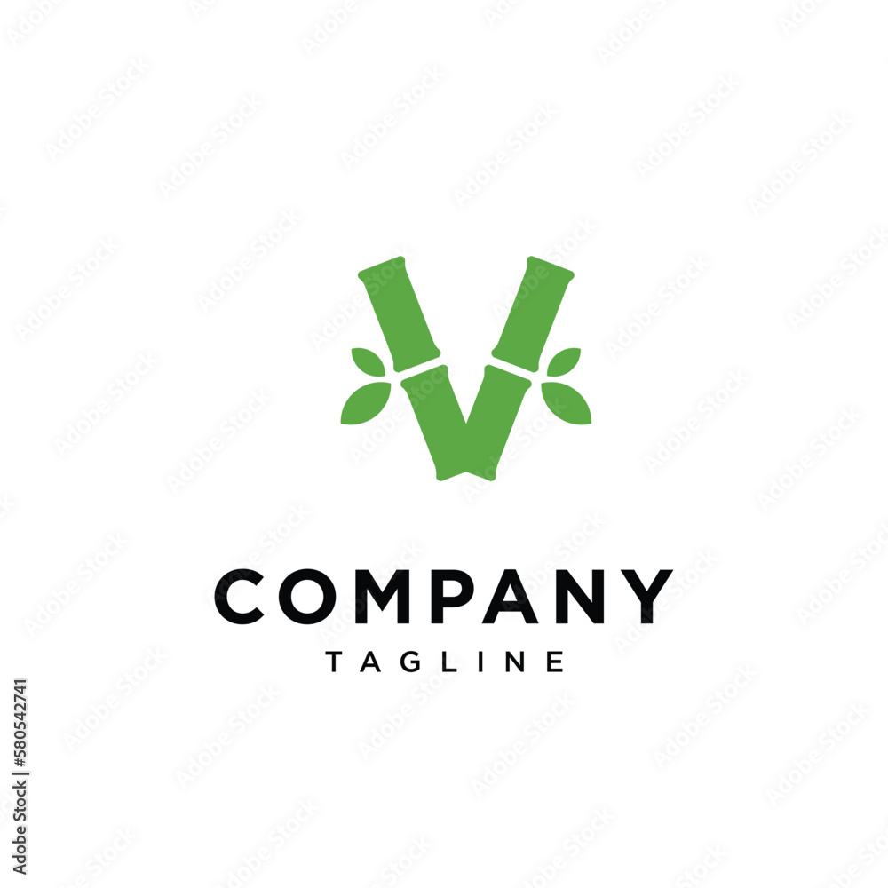 Letter V bamboo vector logo icon template Letter V bamboo vector logo icon template