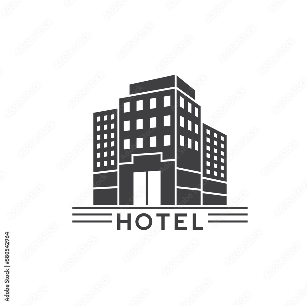 illustration of hotel, lodging, vector art.