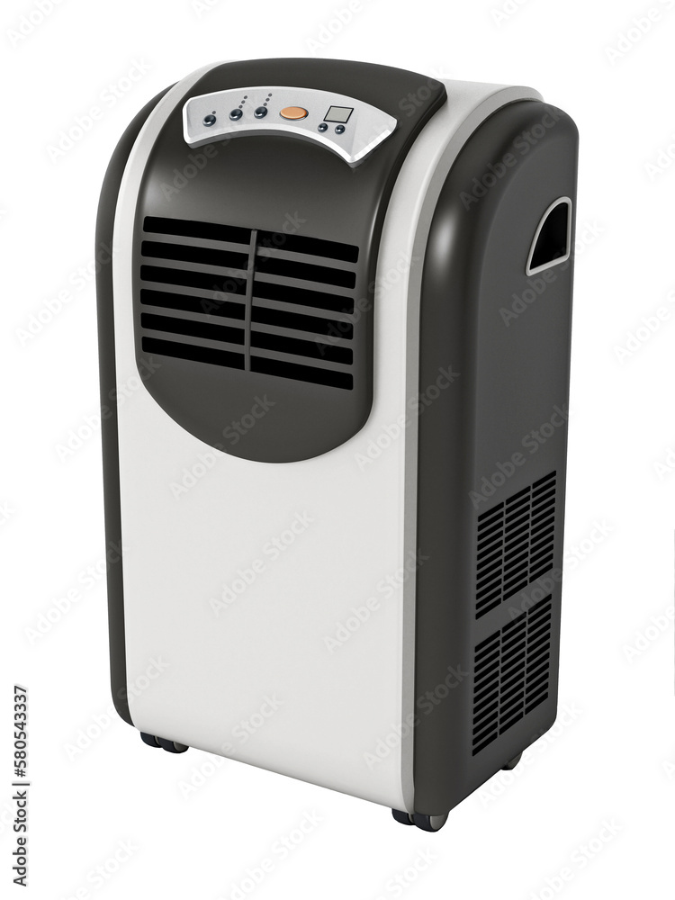 Generic illustration of mobile air conditioner on transparent background. 3D illustration