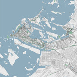 Abu Dhabi vector map. Detailed map of Abu Dhabi city administrative area. Cityscape urban panorama.